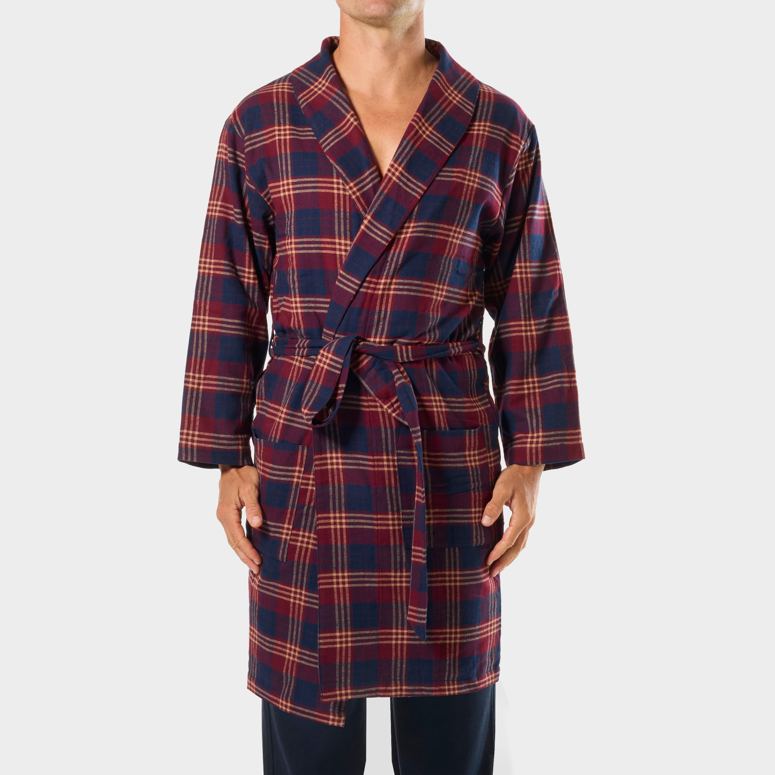 Mens On Holiday Flannel Robe - Red