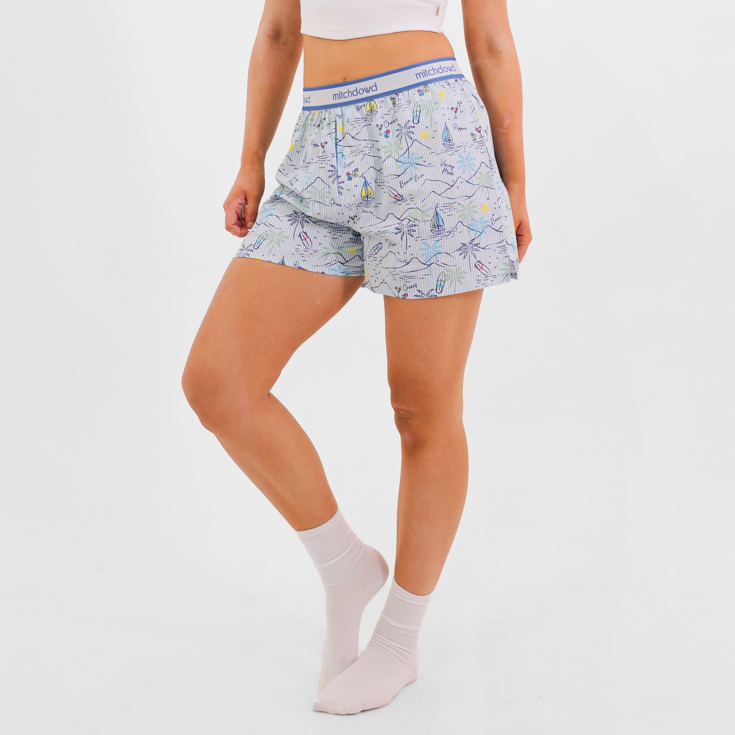 Mitchdowd Womens Island Cool Blue Boxer Shorts