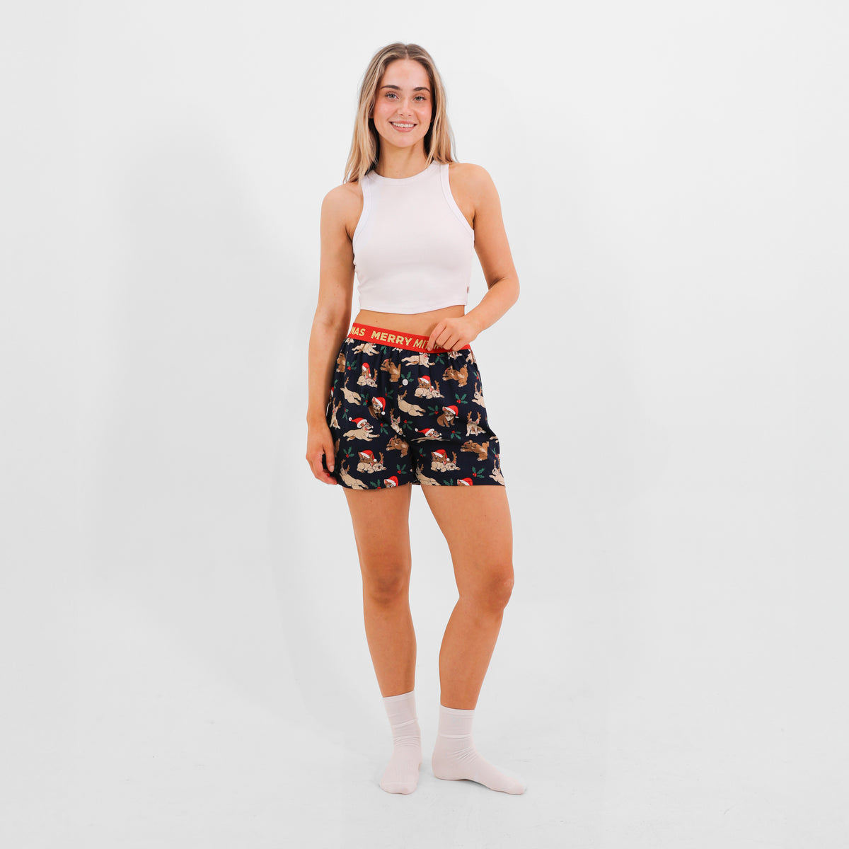 Mitchdowd Women's Xmas Dogs Boxer Shorts