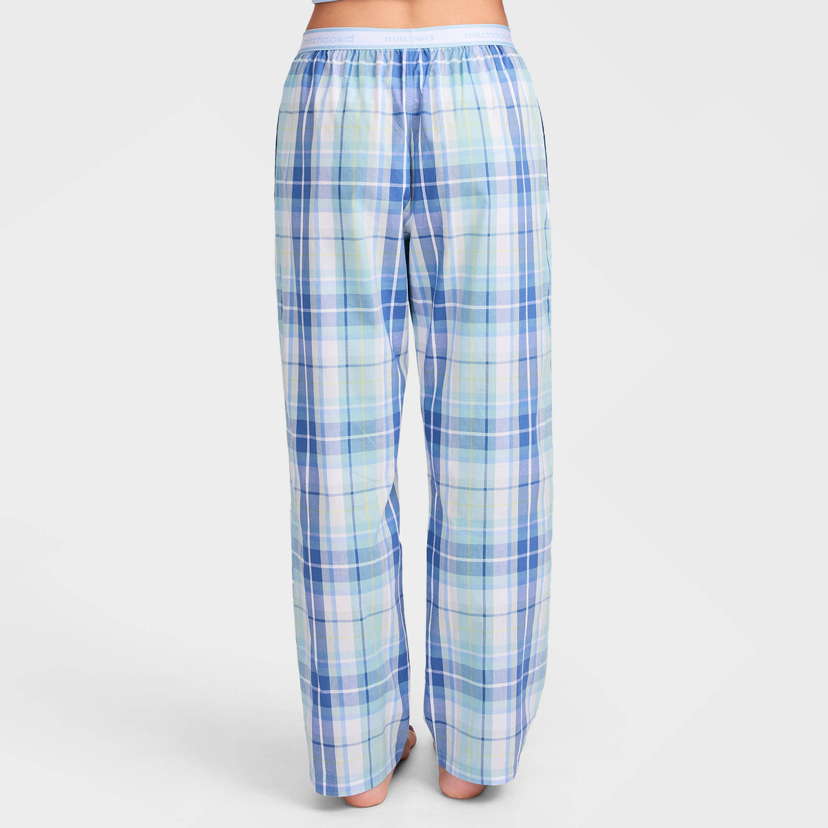 Mitchdowd Women's Summer Blue Check Cotton Pyjama Pant