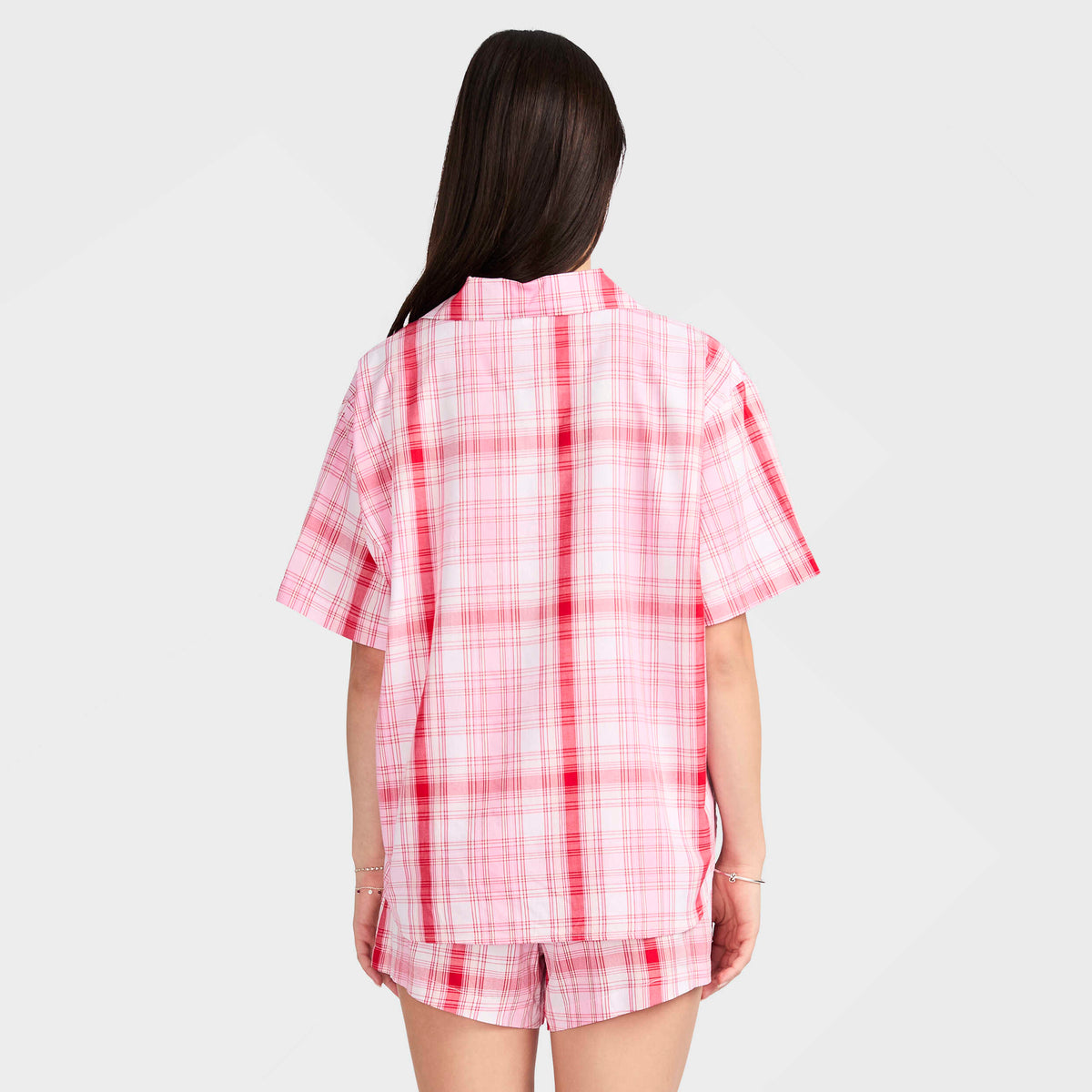 Mitchdowd Women's Summer Pink Check Bamboo Pyjama Set