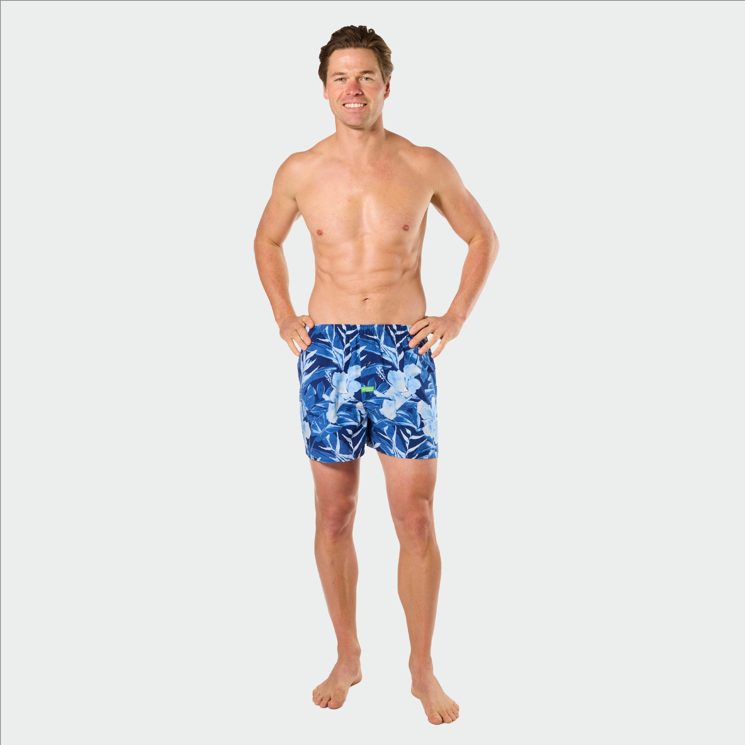 Mitch Dowd Men's Bamboo Boxer Shorts in Painted Tropical Print
