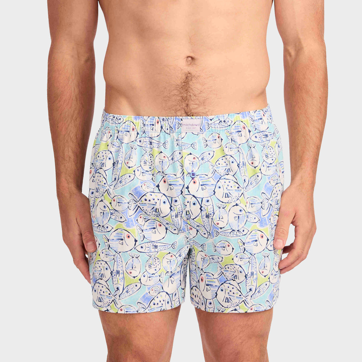 Mitchdowd Men's Fishies Cotton Boxer Shorts 3 Pack