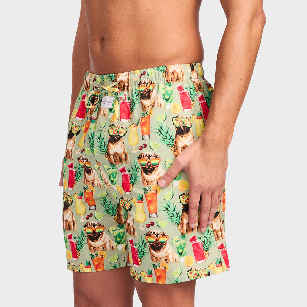 Mitchdowd Men's Party Pugs Cotton Sleep Shorts