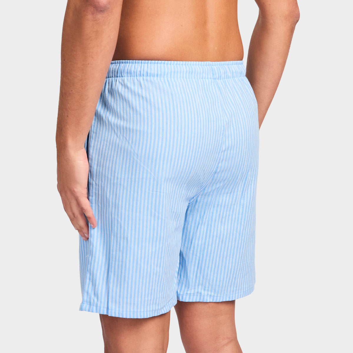 Mitchdowd Men's Blue Stripe Linen Sleep Shorts