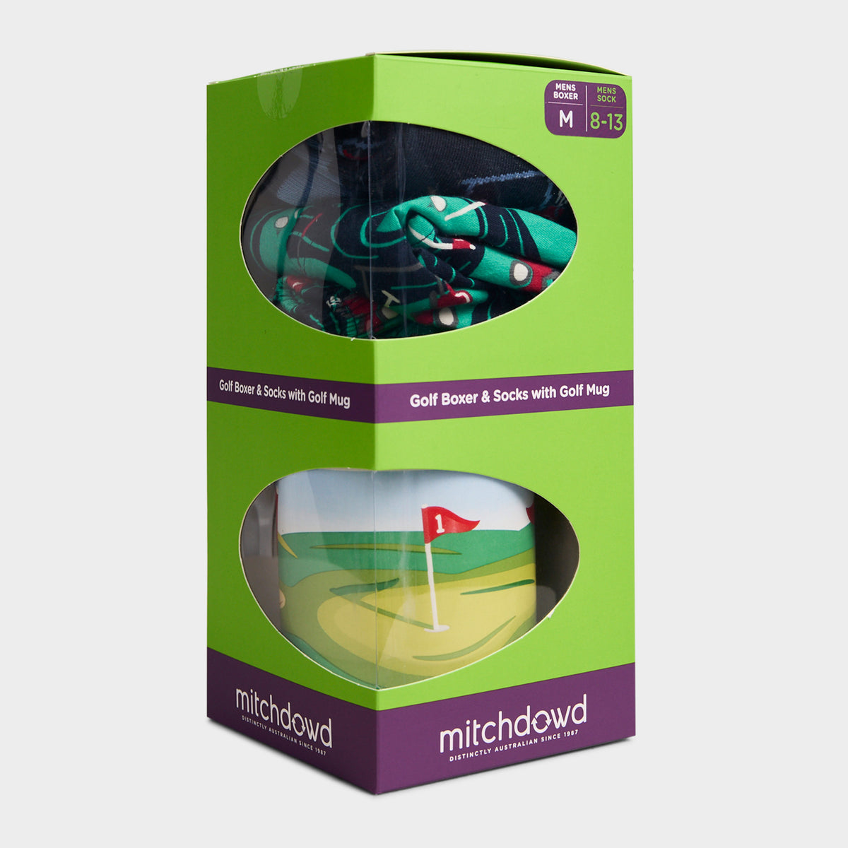 Mitchdowd Men’s Golfer Cotton Boxer and Sock Gift Box