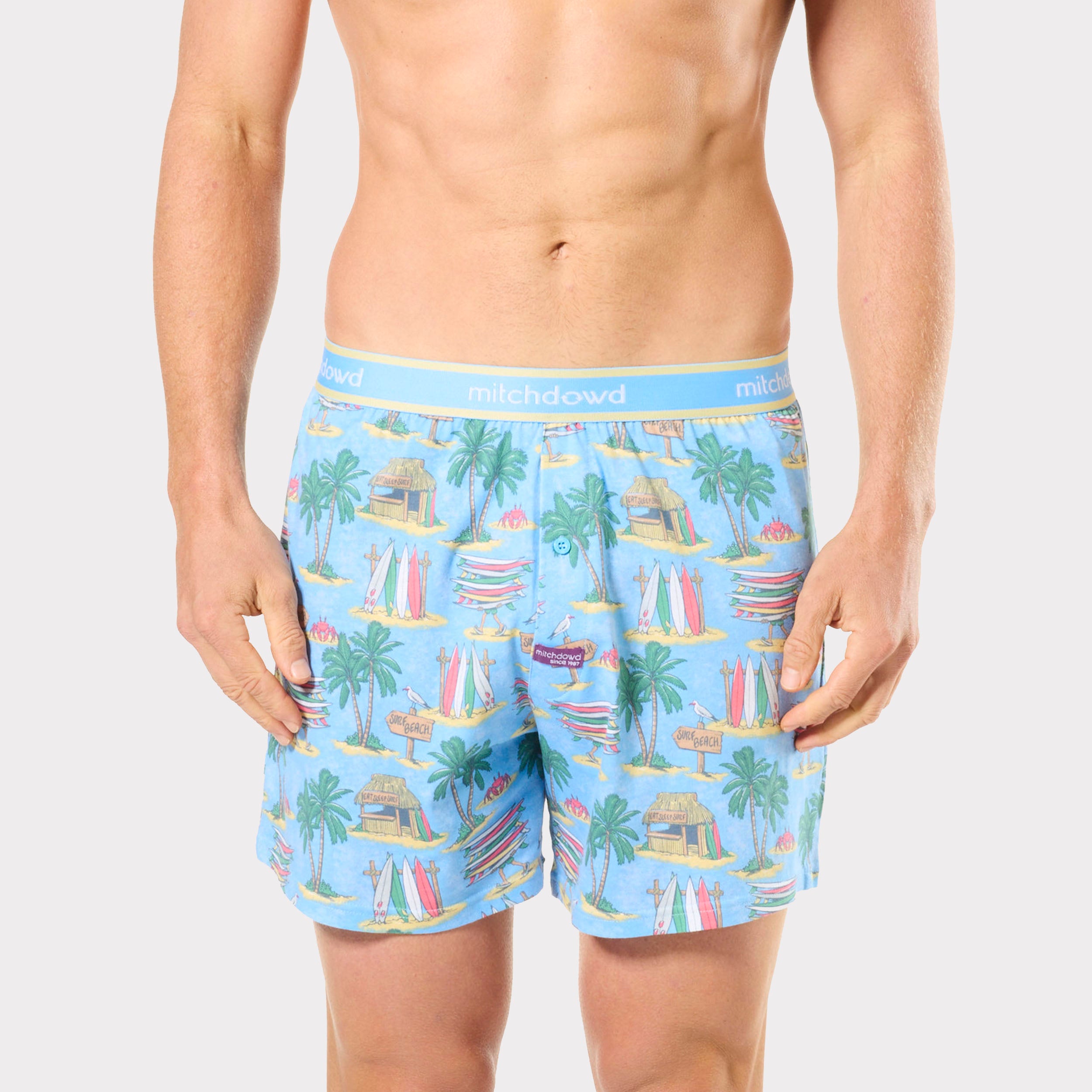 Mitchdowd Mens Tropical Beach Loose Knit Boxer Short