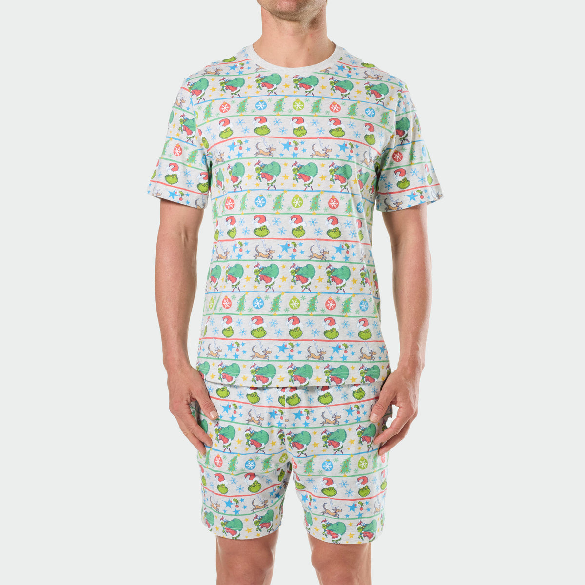 Mitchdowd Men's Grinch Stripe Christmas Pyjama Set