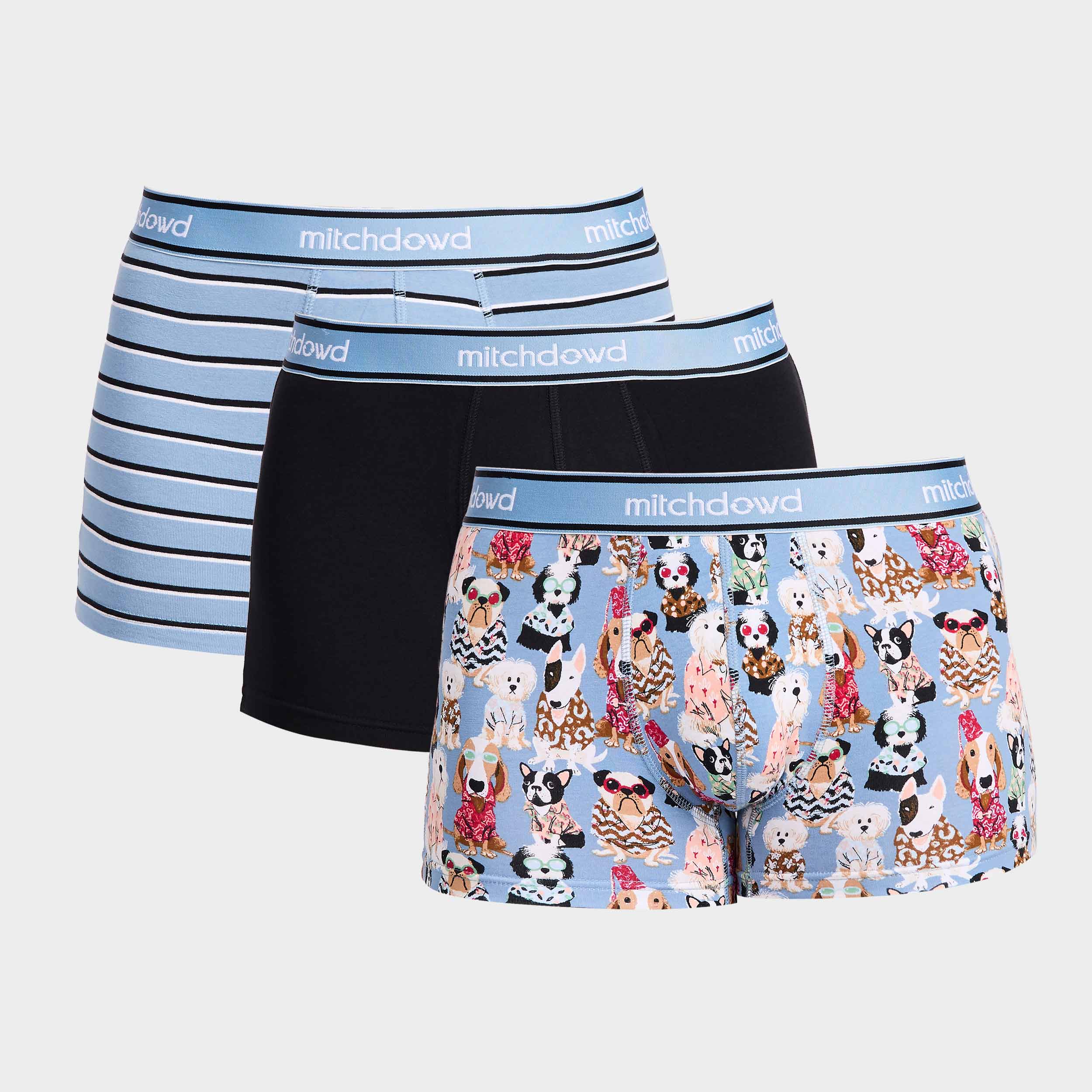 Mitchdowd Men’s Dog Print Cotton Trunks 3 Pack