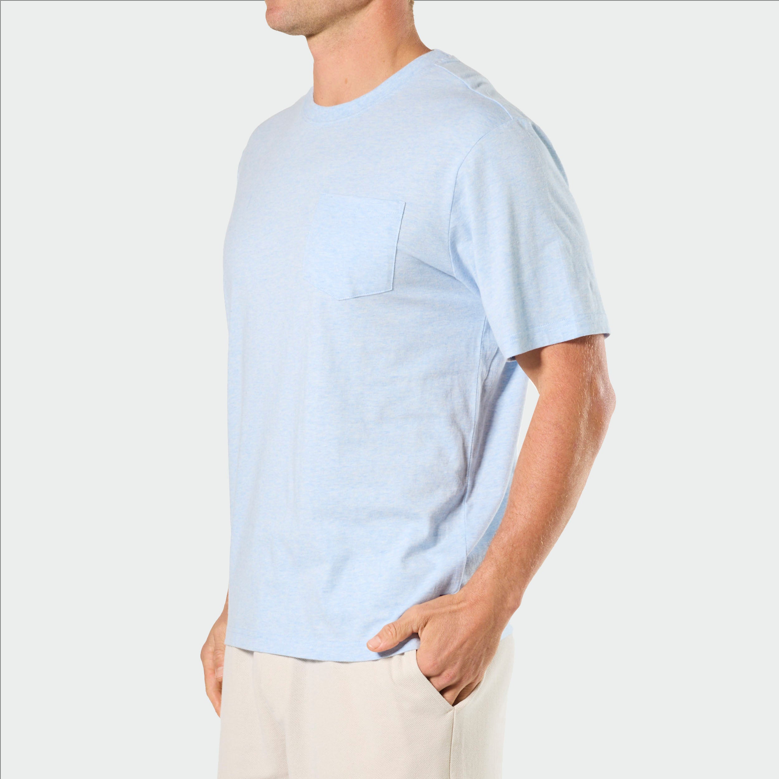 Mens Relaxed Cotton Knit Sleep T-Shirt Blue Marla