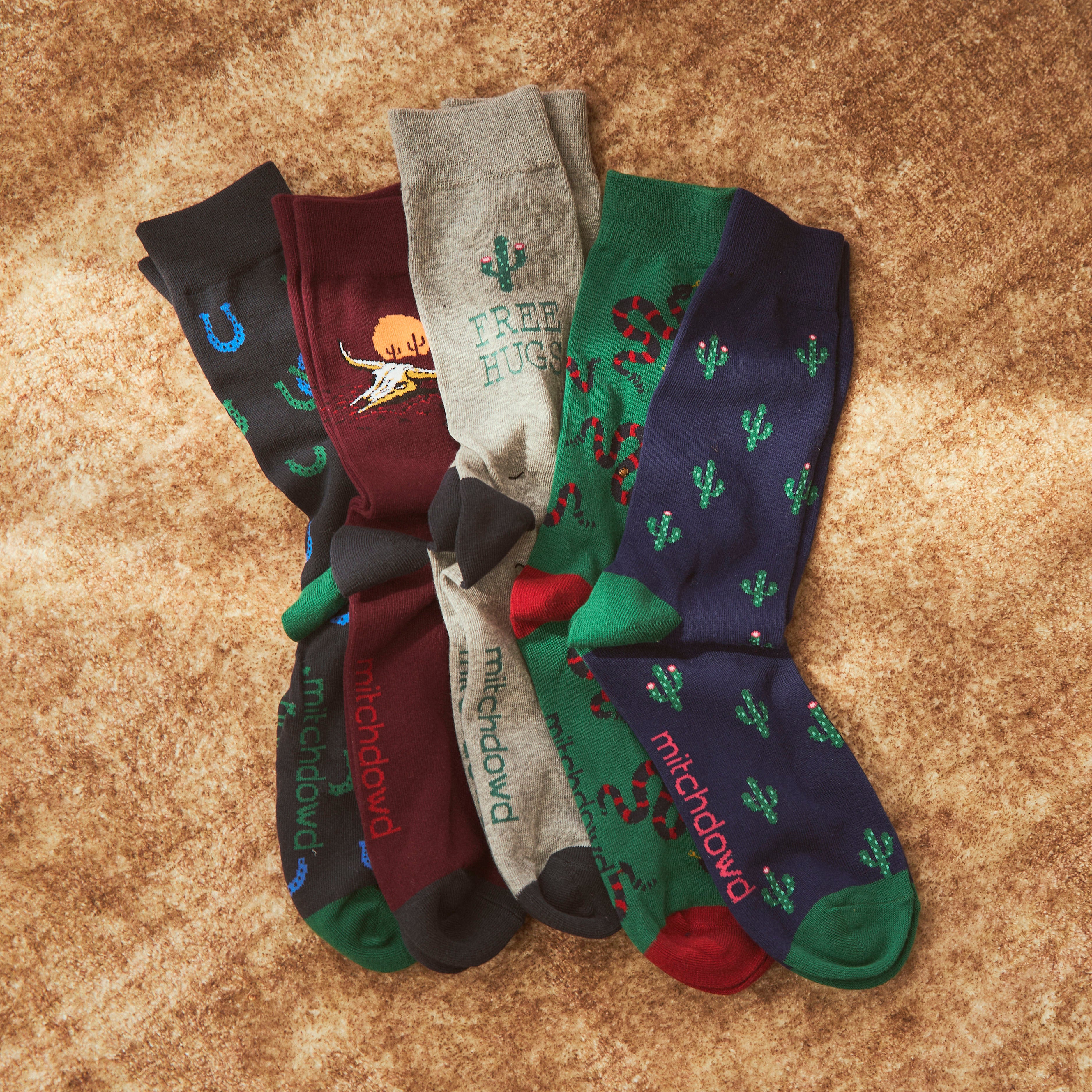 Mens Frontier Follies Cotton Jacquard Crew Sock 5 Pack - Multi