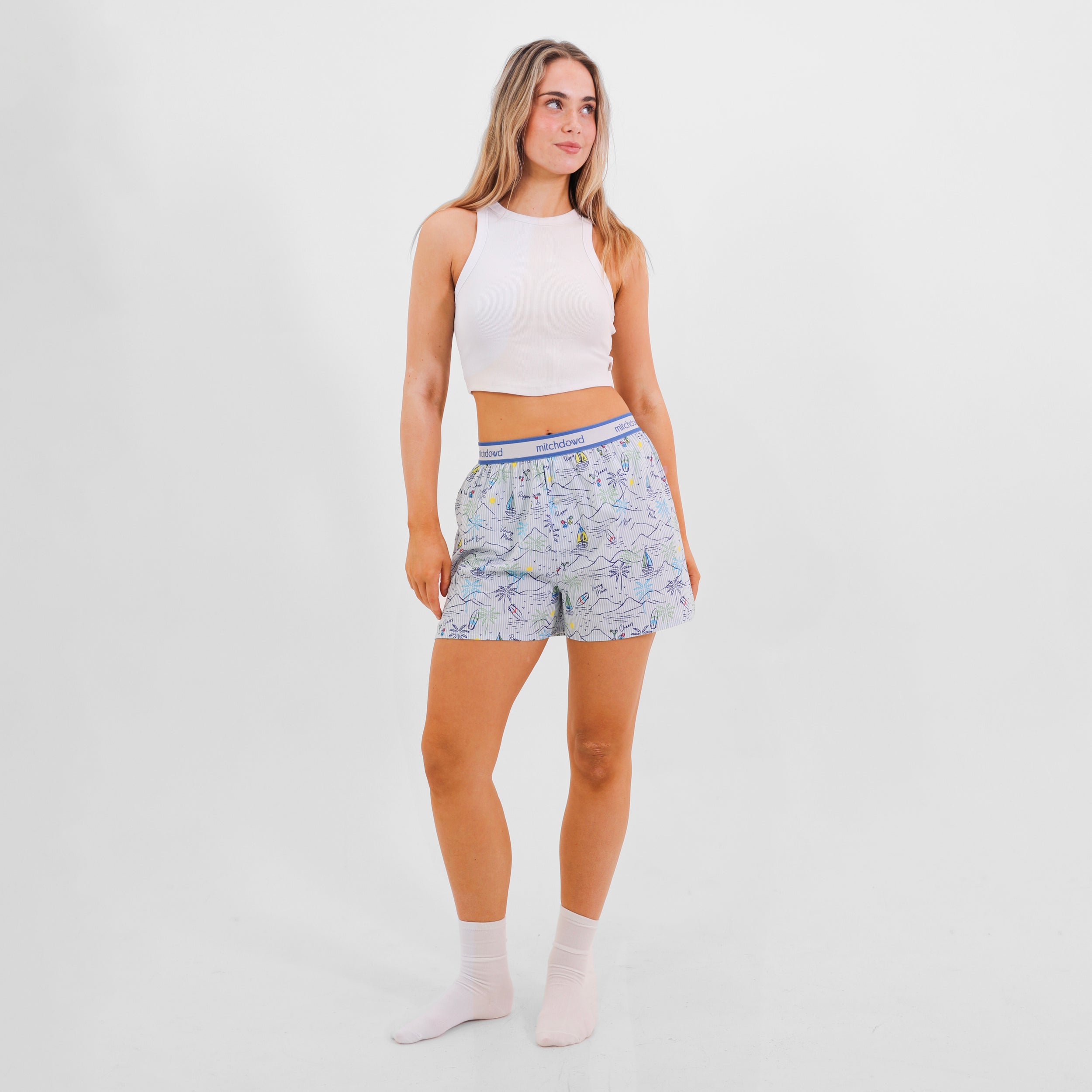 Mitchdowd Womens Island Cool Blue Boxer Shorts