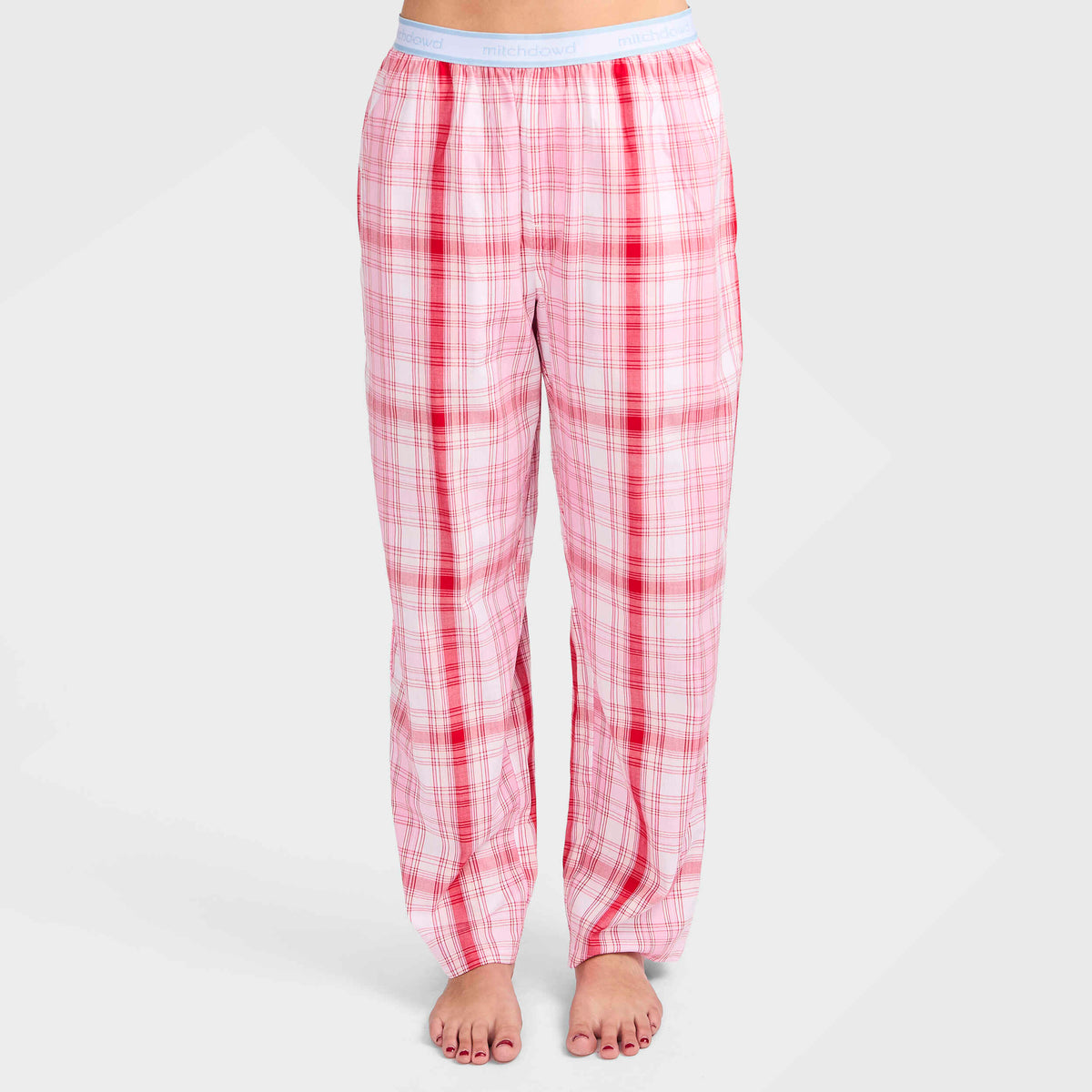 Mitchdowd Women's Summer Pink Check Bamboo Pyjama Pant