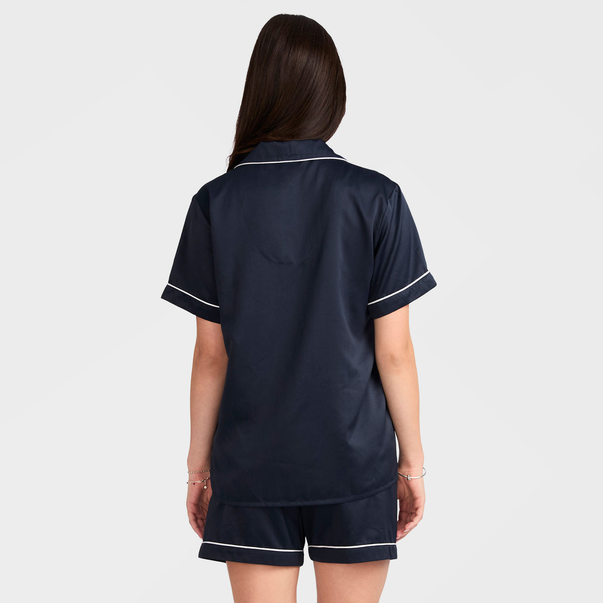 Mitchdowd Women's Navy Satin Pyjama Set