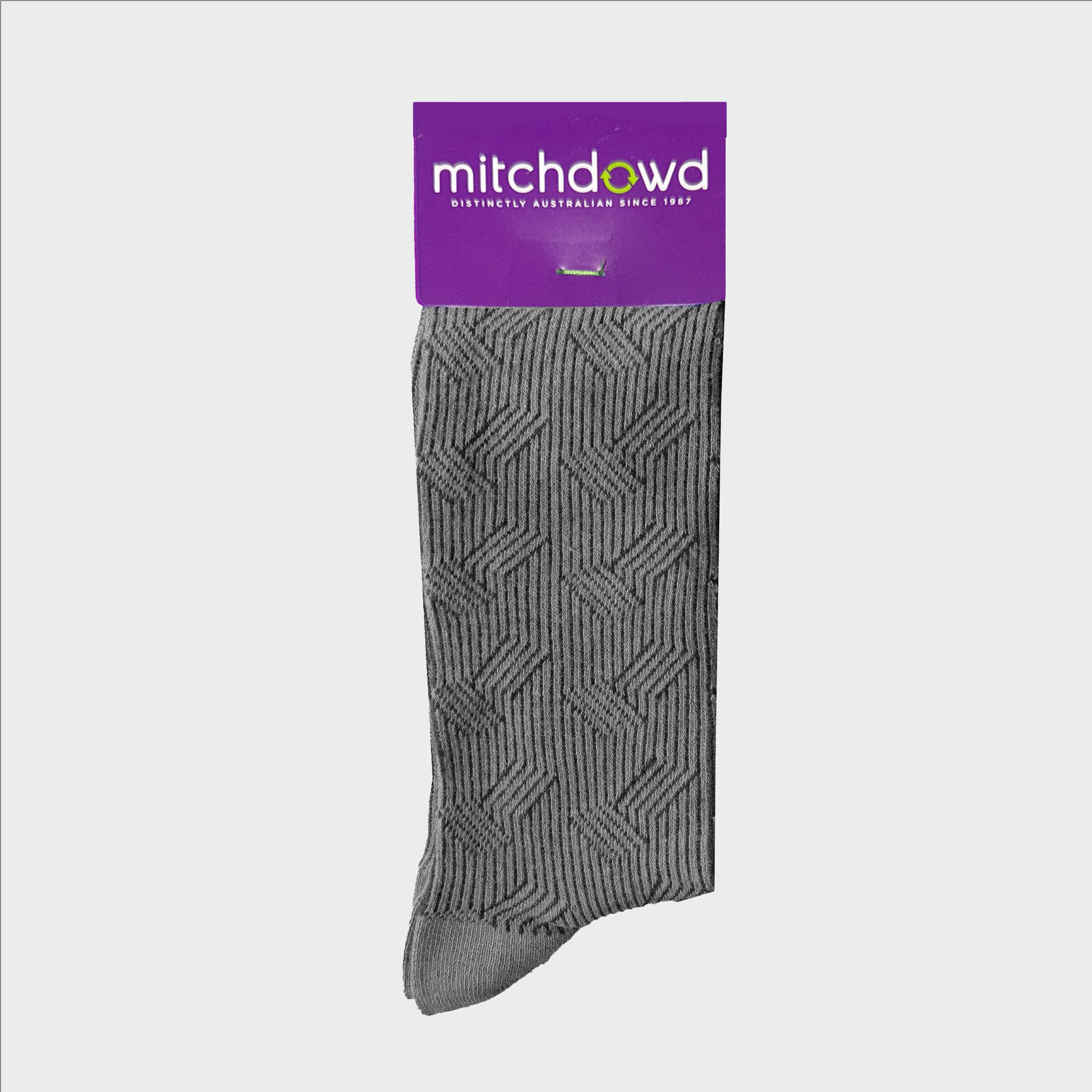Mitchdowd Mens Textured Wave Crew Socks Grey Colour