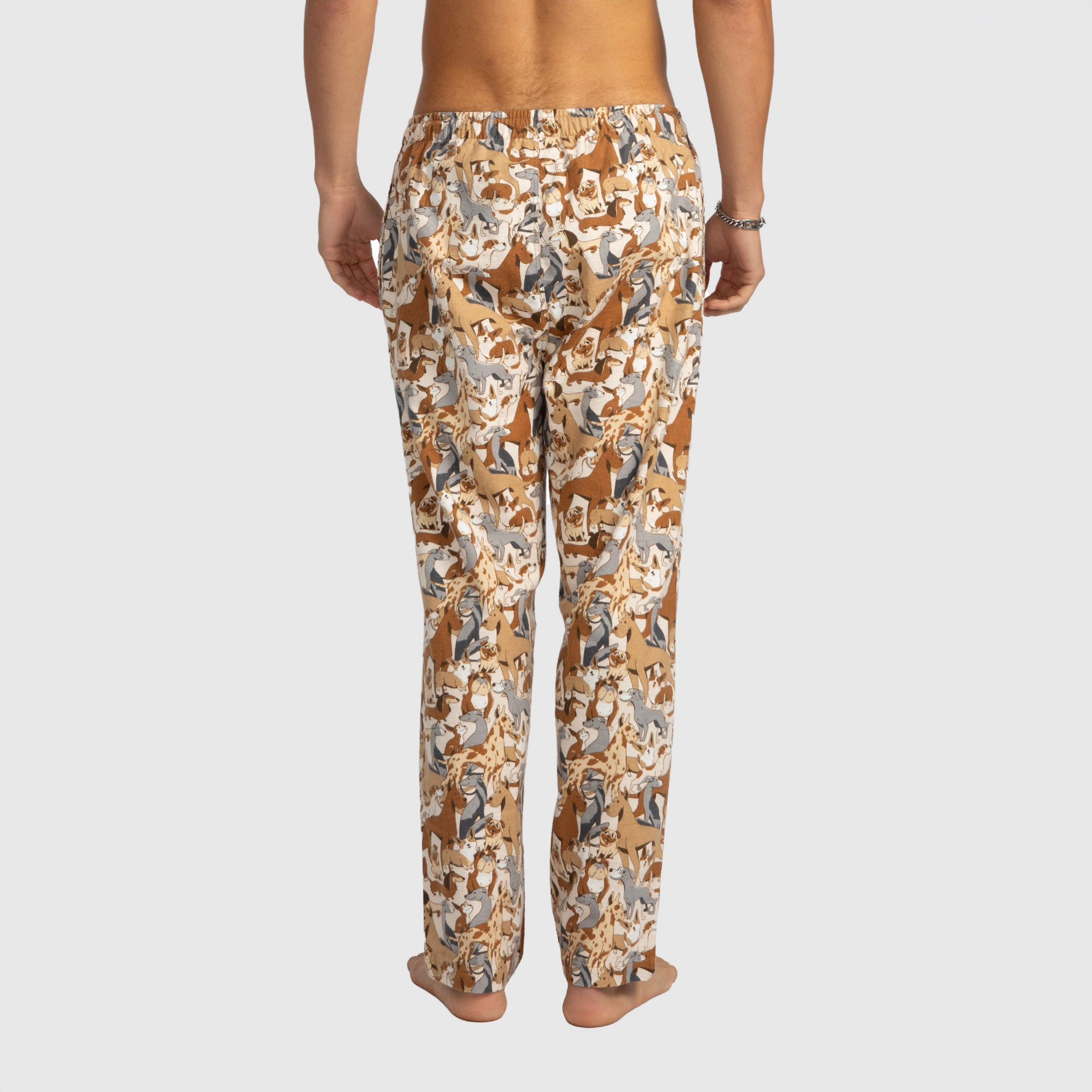 Mens Dog Yard Flannel Sleep Pants - Beige