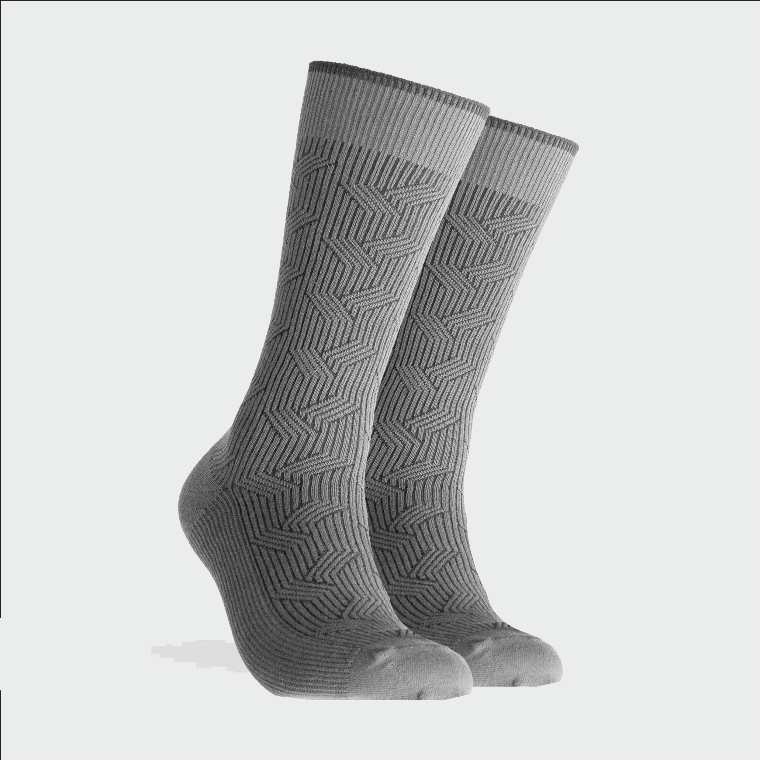 Mitchdowd Mens Textured Wave Crew Socks Grey Colour