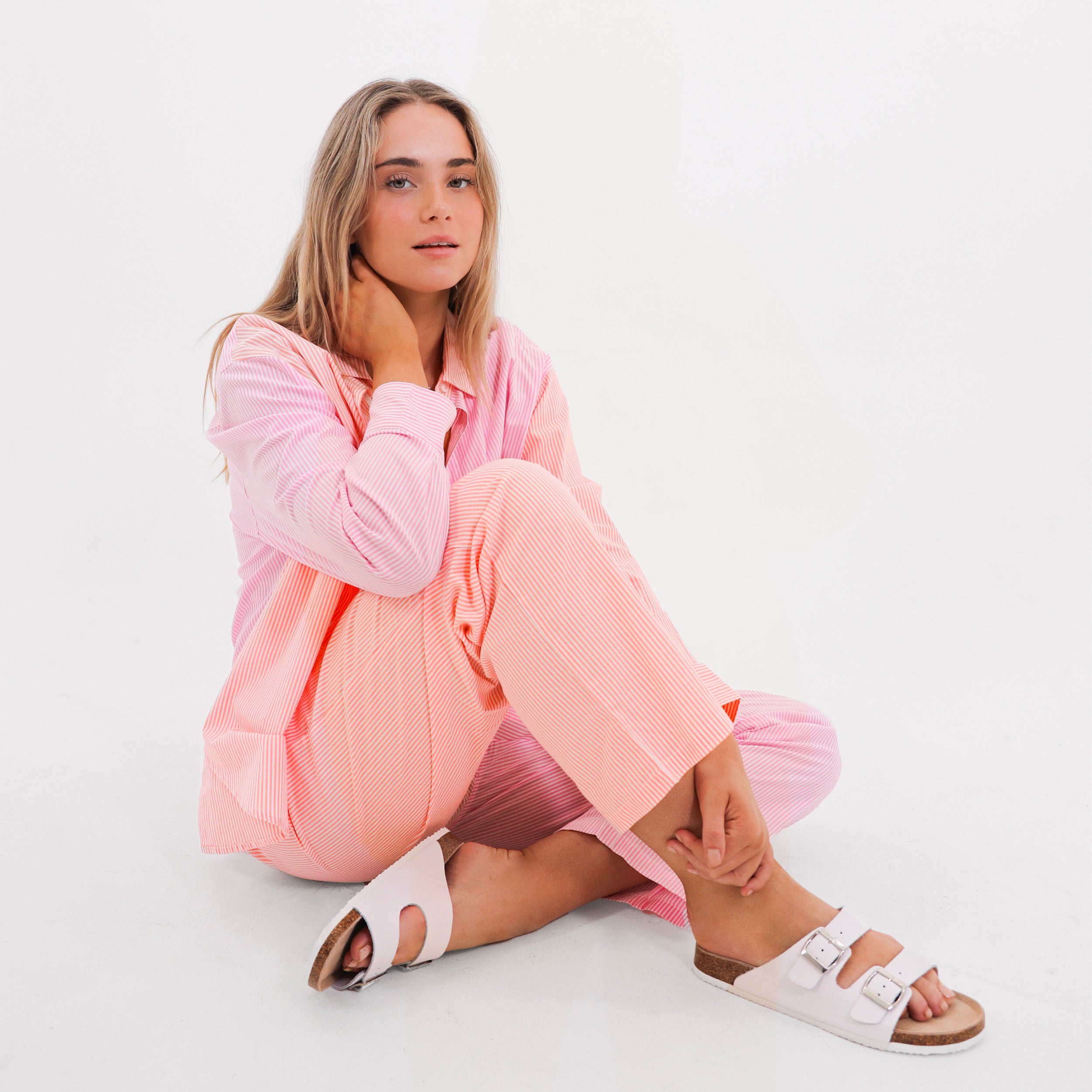Mitchdowd Womens Bamboo Pink Stripe Pyjama Shirt