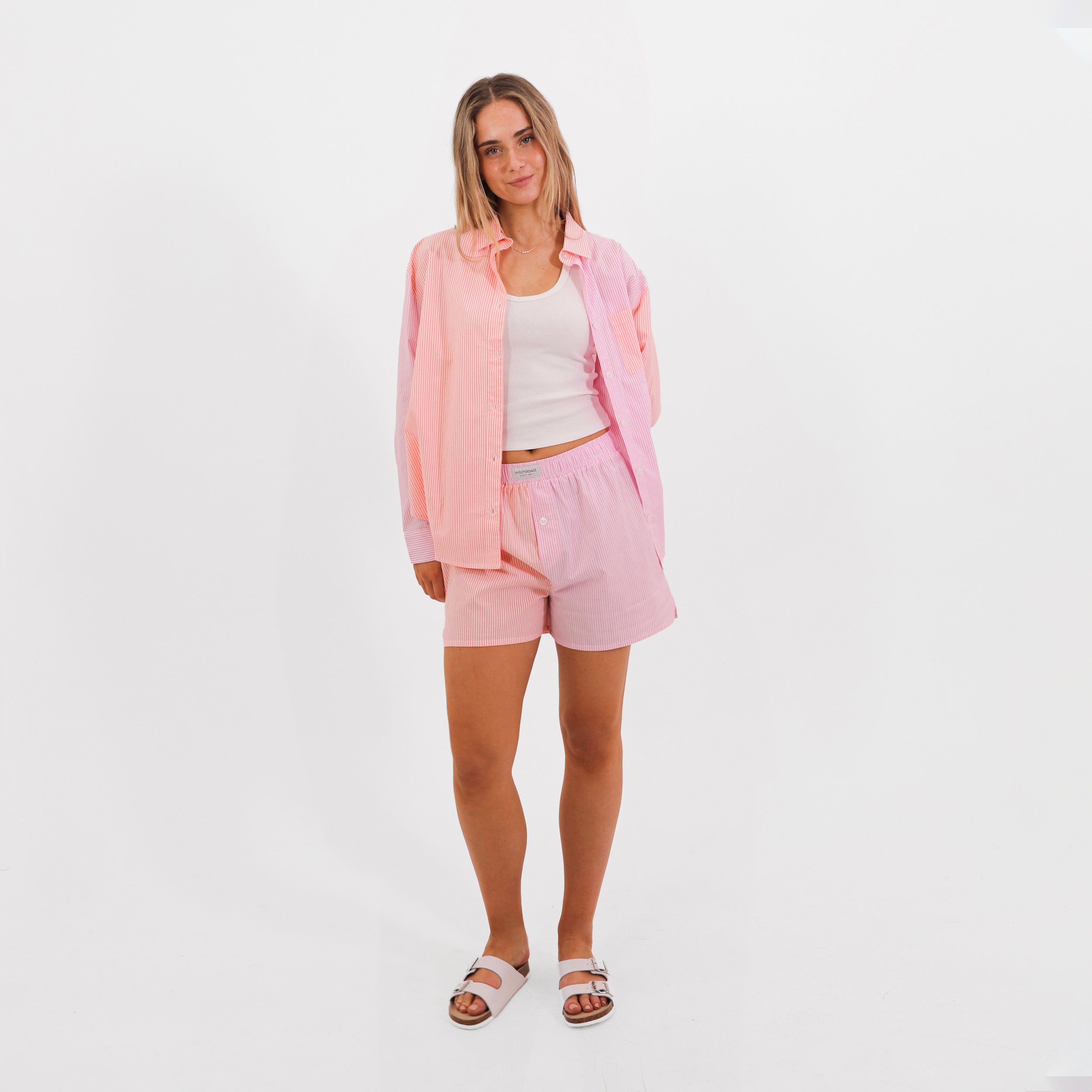 Mitchdowd Womens Bamboo Pink Stripe Boxer Shorts