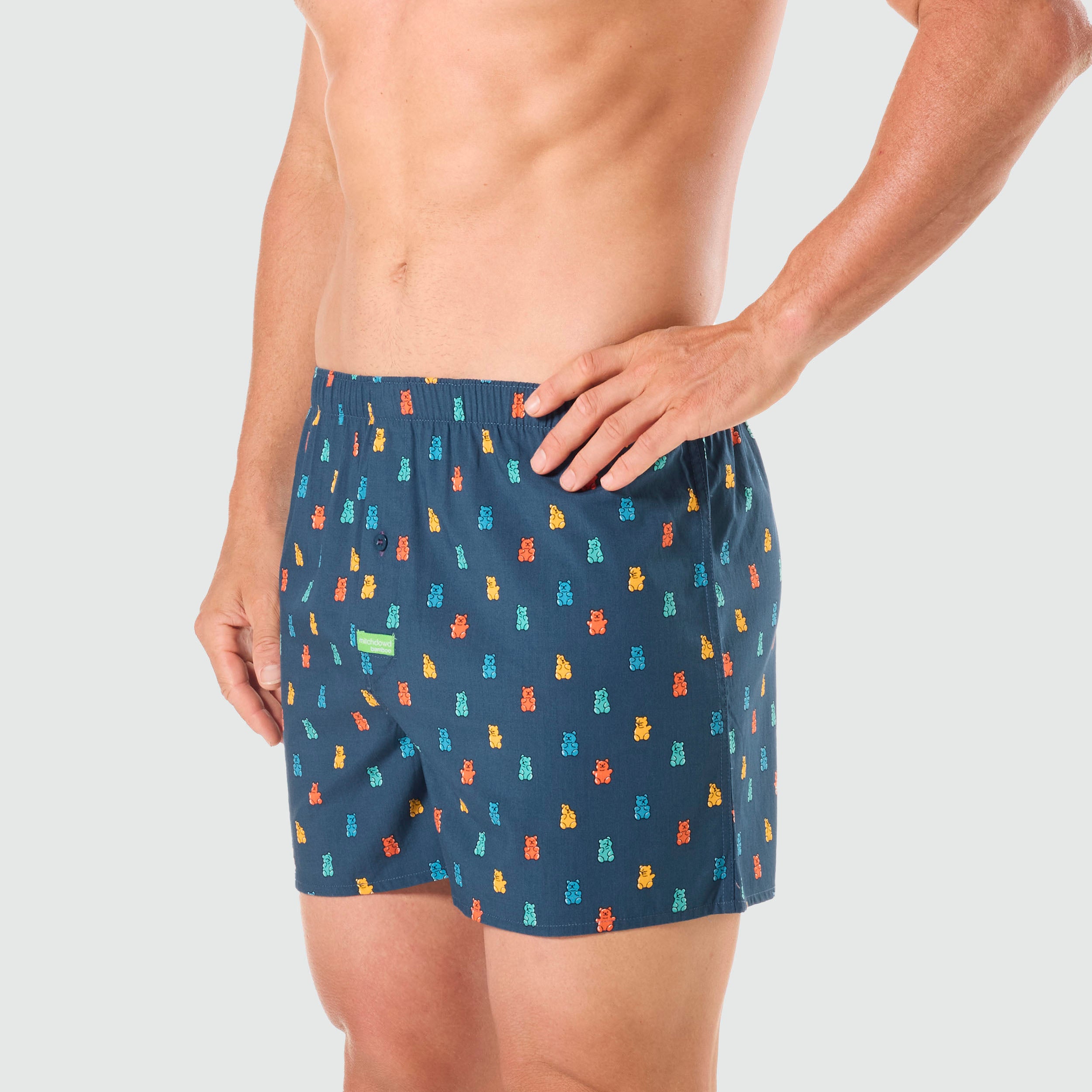 Men's Candy Bear Cotton Boxer Shorts - Blue - IMAGE 2