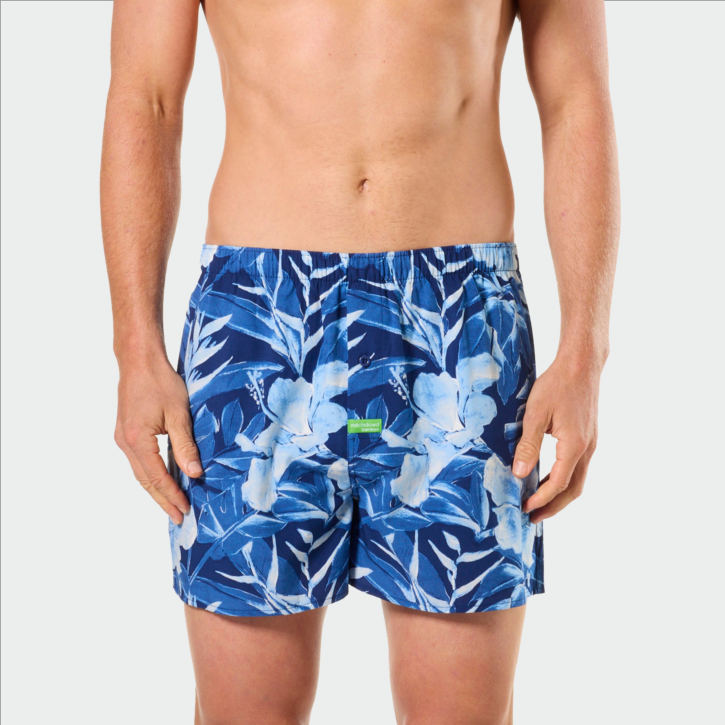 Mitch Dowd Men's Bamboo Boxer Shorts in Painted Tropical Print