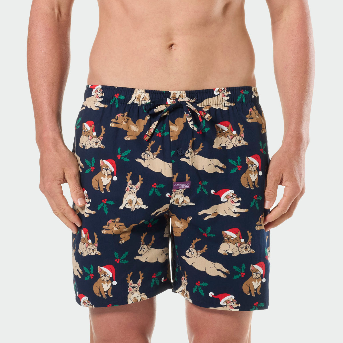 Mitchdowd Mens Christmas Dogs Cotton Sleep Shorts