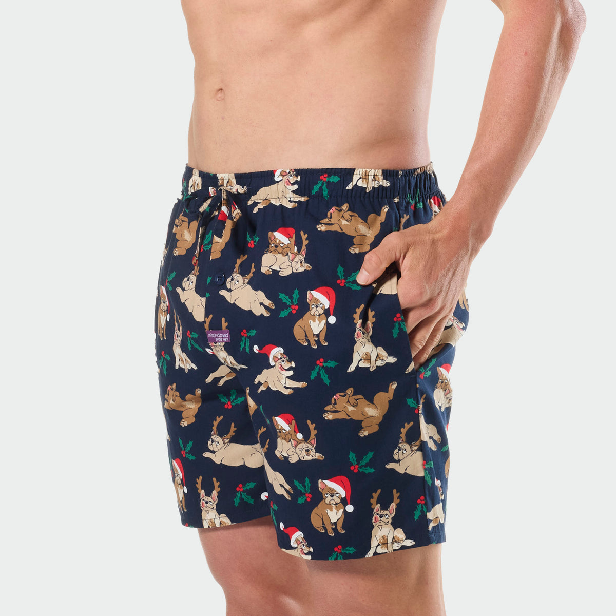 Mitchdowd Mens Christmas Dogs Cotton Sleep Shorts