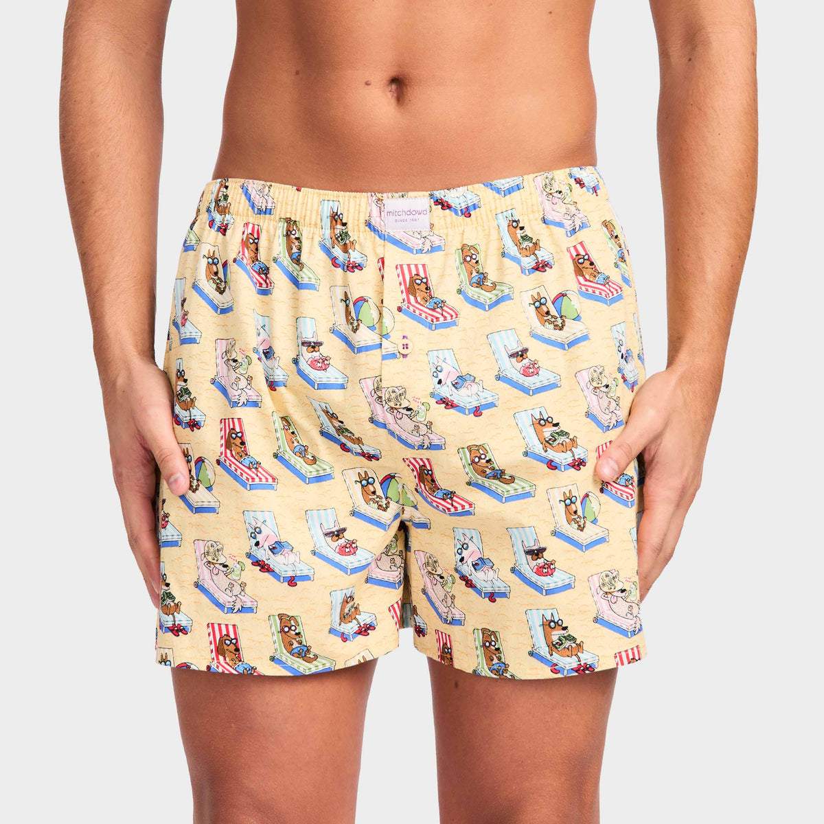 Mitchdowd Men's Doggy Loungin Cotton Boxer Shorts