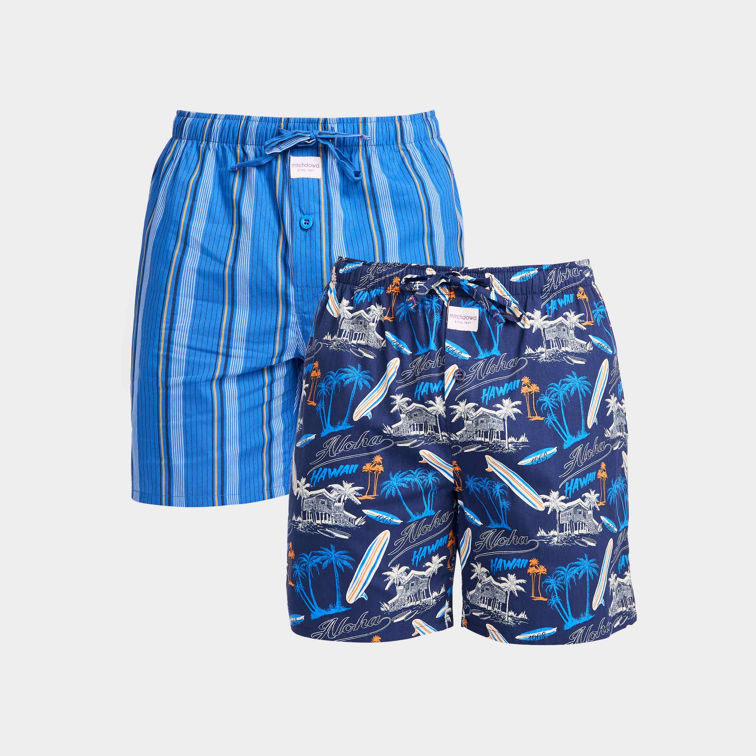 Mitchdowd Men’s Surf 1968 Cotton Sleep Shorts 2 Pack