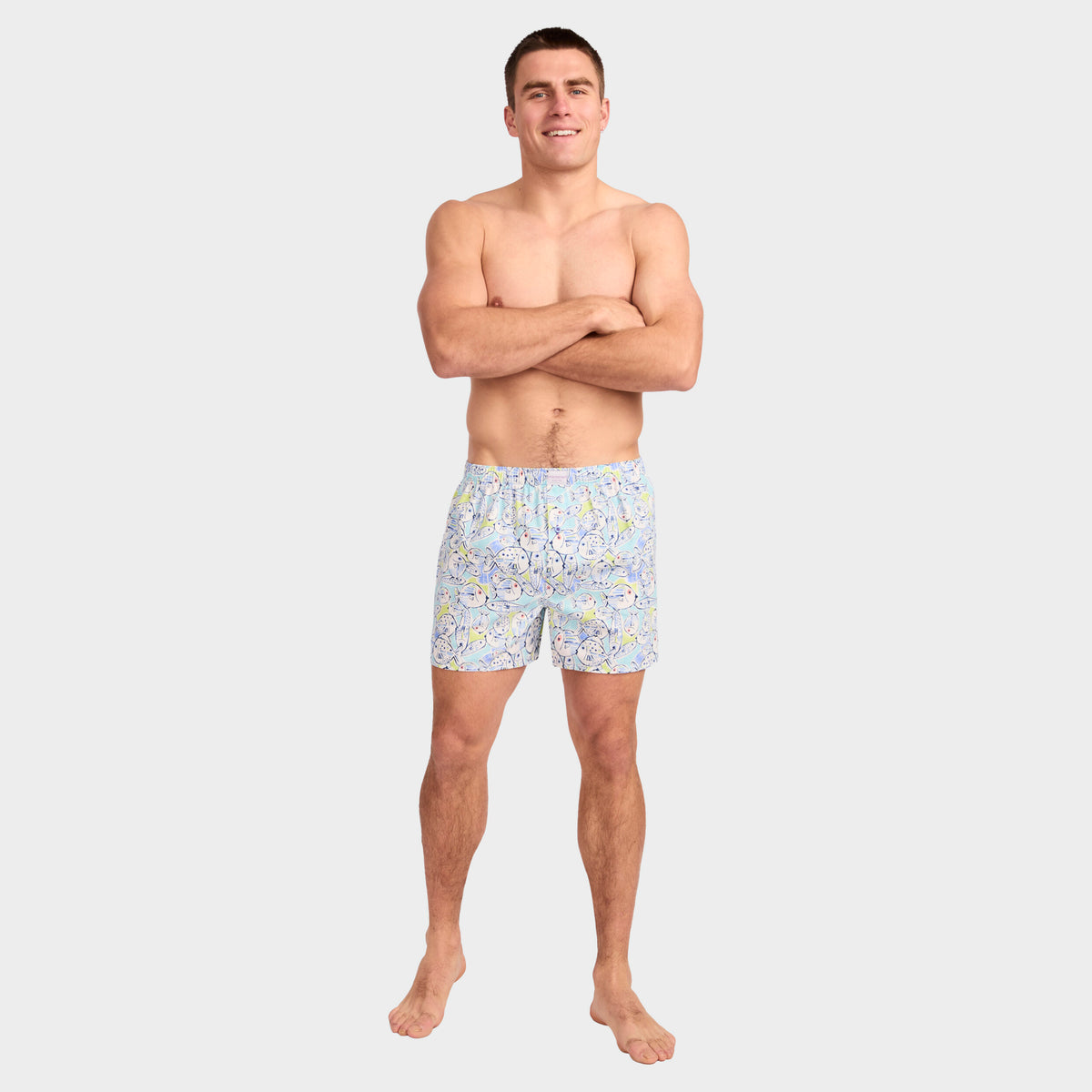 Mitchdowd Men's Fishies Cotton Boxer Shorts 3 Pack