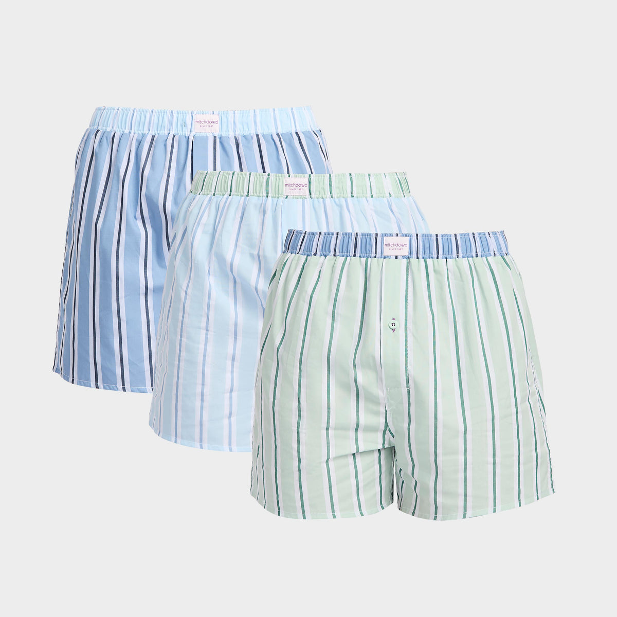 Mitchdowd Men's Soft Contrast Cotton Boxers 3 Pack