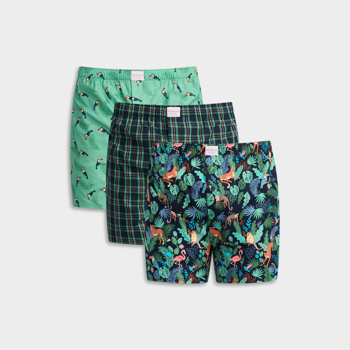 Mitchdowd Men's Jungle Juice Cotton Boxer Shorts 3 Pack