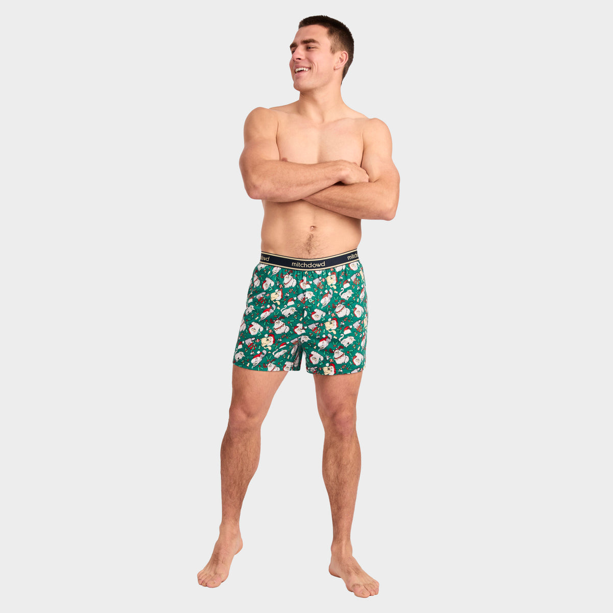 Mitchdowd Men’s Christmas Kitties Cotton Knit Boxer Shorts
