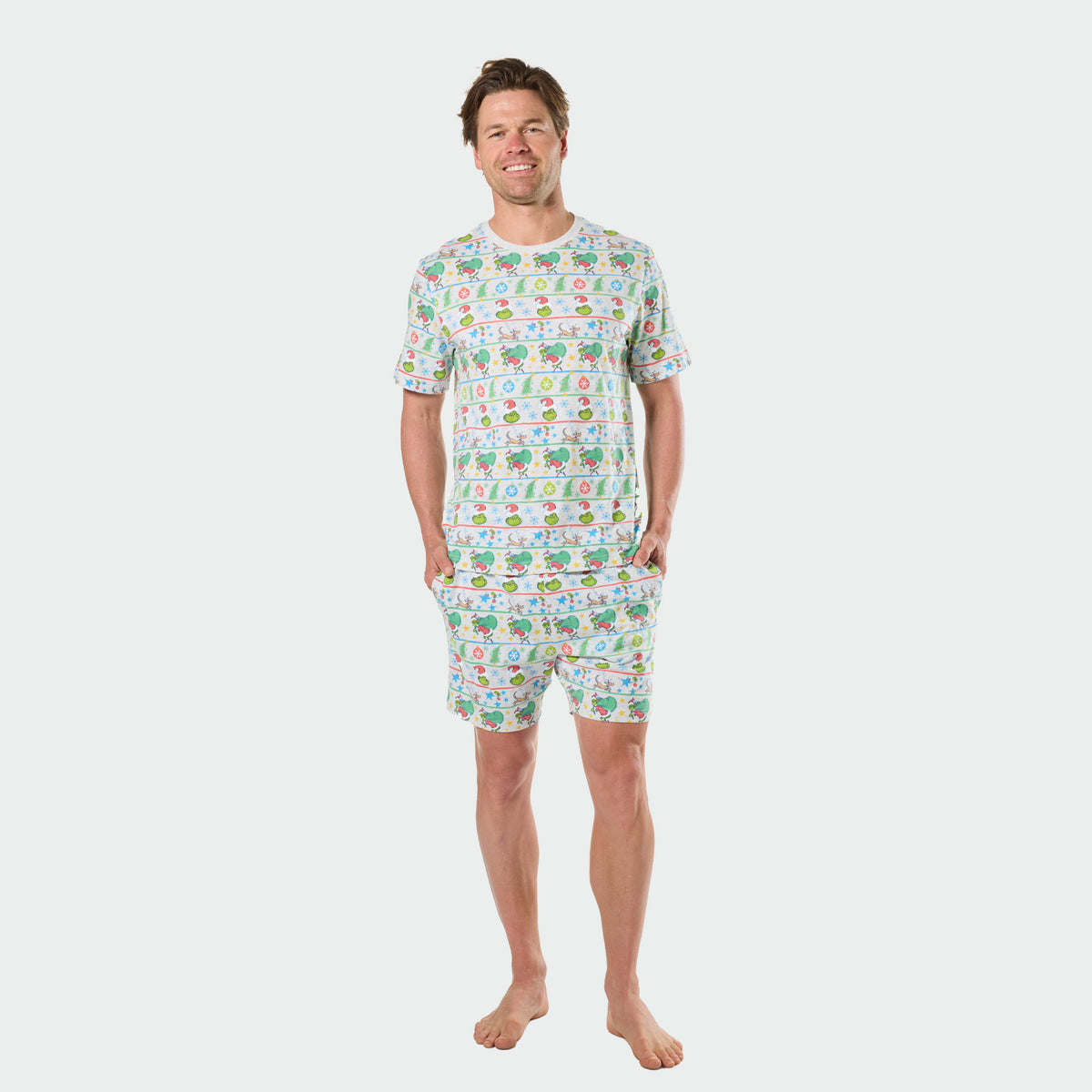 Mitchdowd Men's Grinch Stripe Christmas Pyjama Set