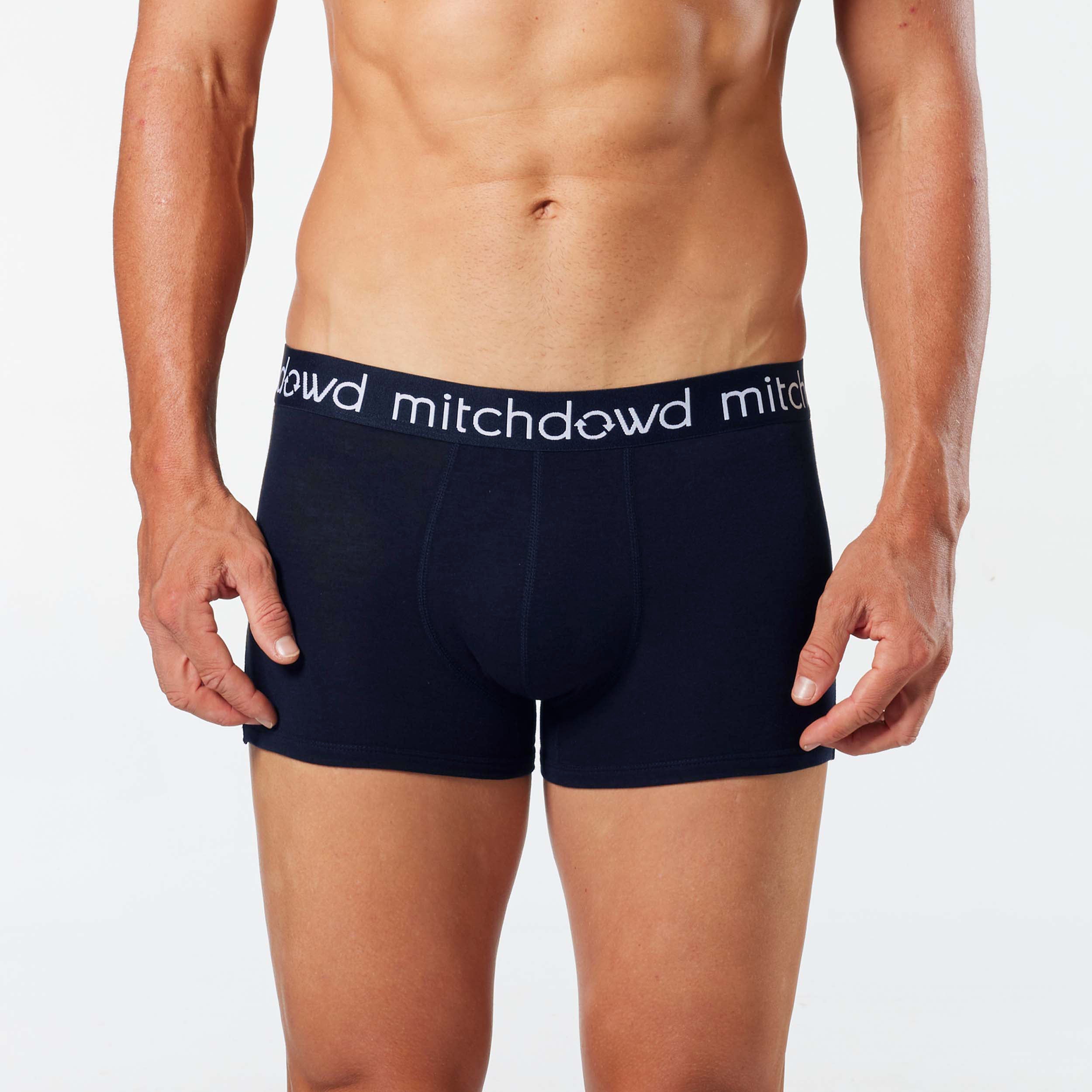 Men's Bamboo Mid-Fit Trunk 3 Pack - Navy Model Image 2