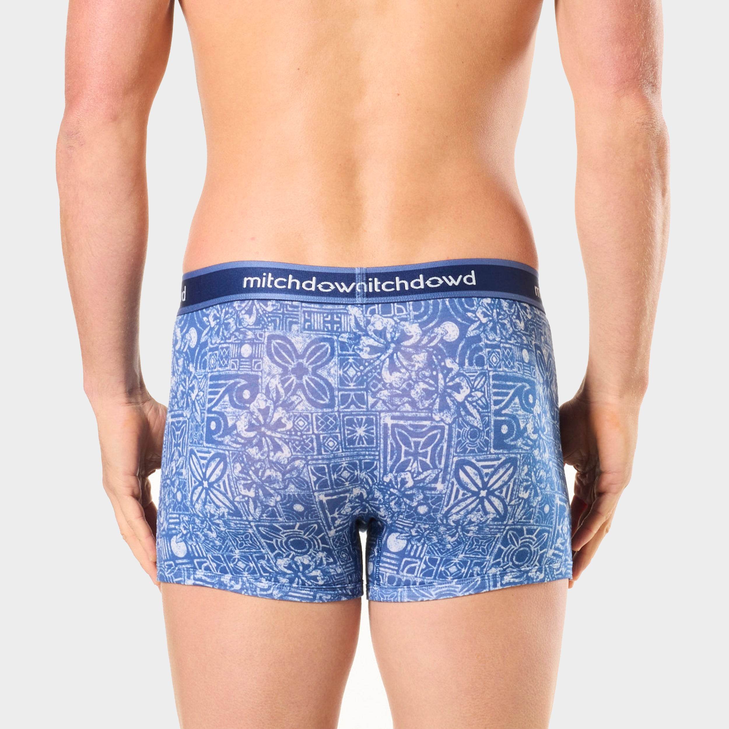 Mitchdowd Men’s 3 Pack Trunks in Blue Tones and Tropical Design