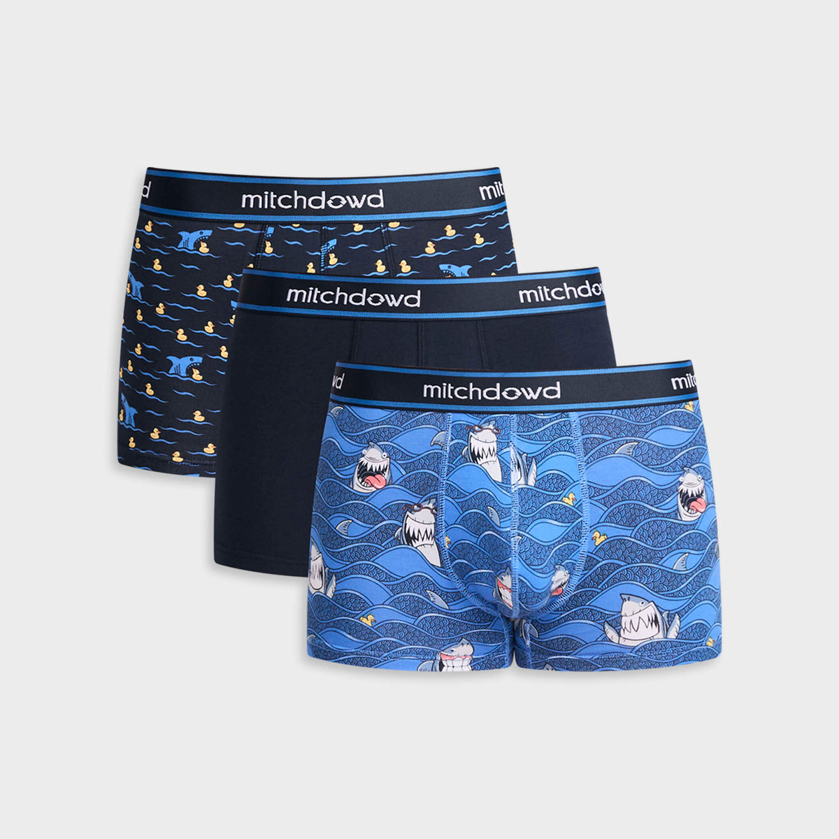 Mitchdowd Men's Smiling Shark Trunk 3 Pack