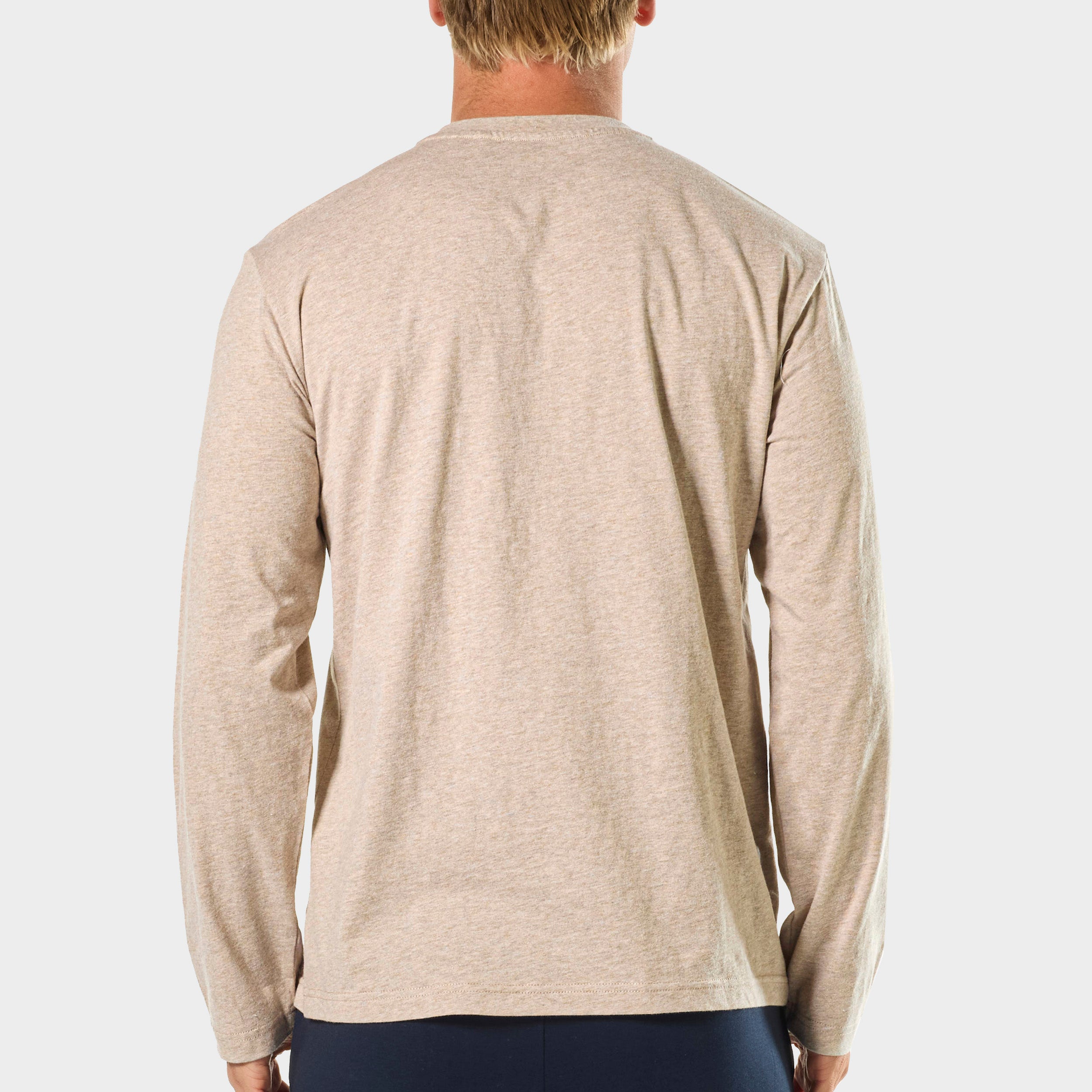 Mens Relaxed Long Sleeve Crew Tee - Oatmeal