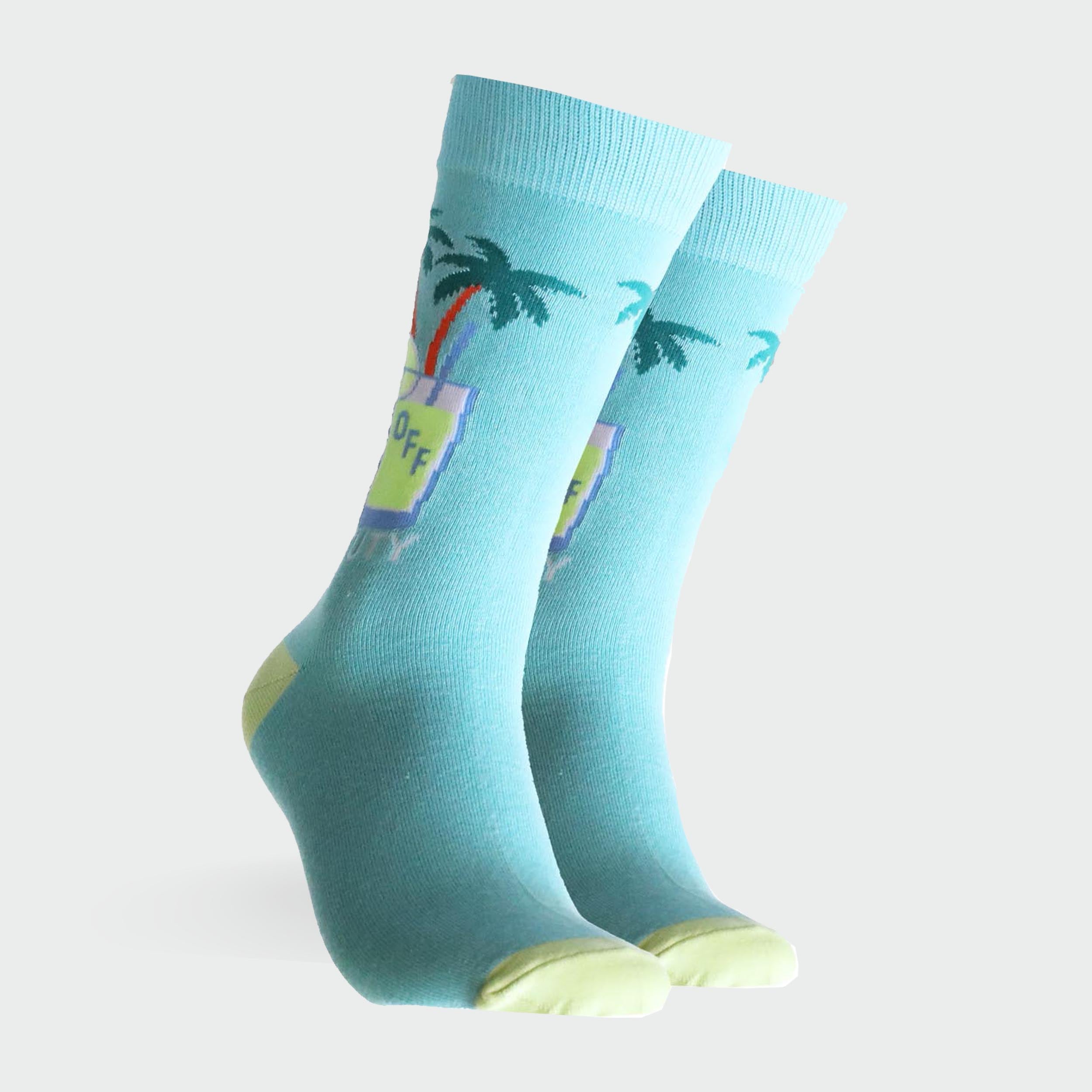 Mitchdowd Mens Socks "Out of Office" Tropical Drink Print
