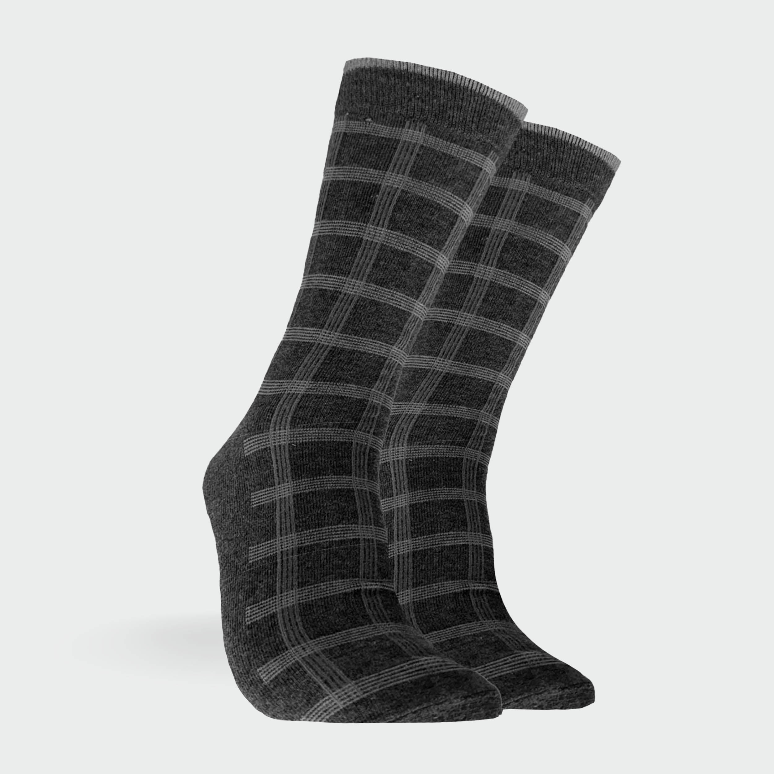 Mitchdowd Mens Charcoal Check Dress Socks
