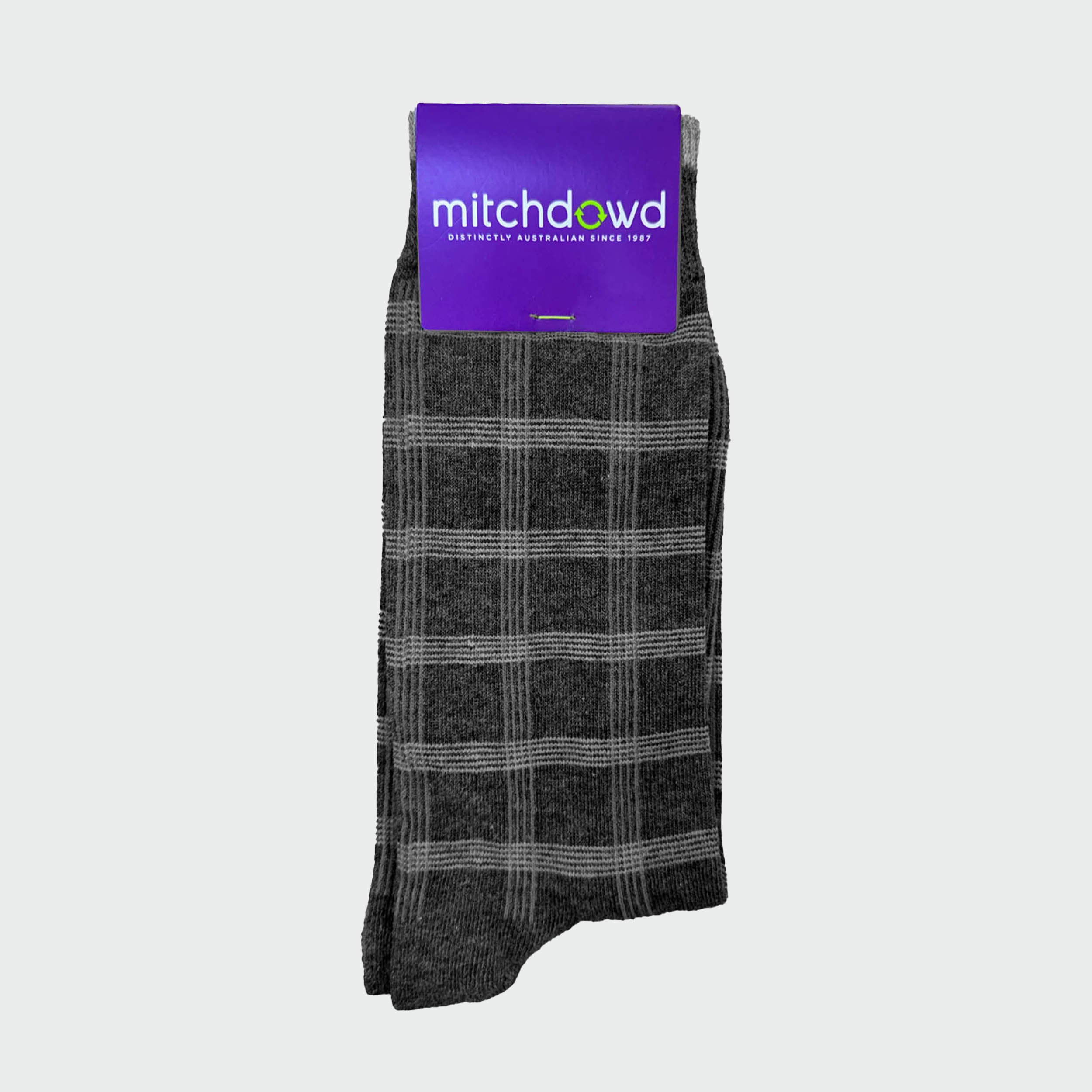 Mitchdowd Mens Charcoal Check Dress Socks